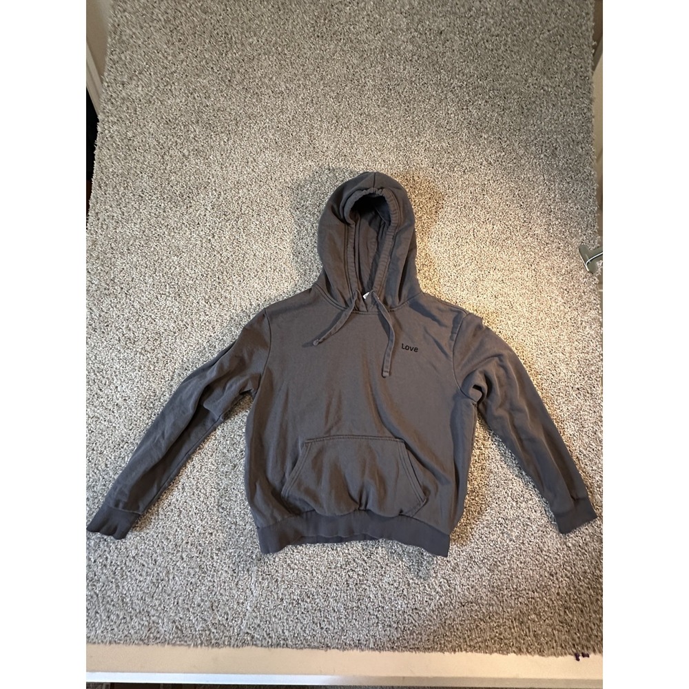 H&M Hoodie Sweatshirt Size M Black Pockets Long Sleeves Love Casual Streetwear